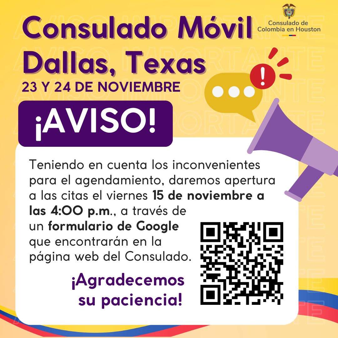 Consulado Móvil en Texas noviembre de 2024