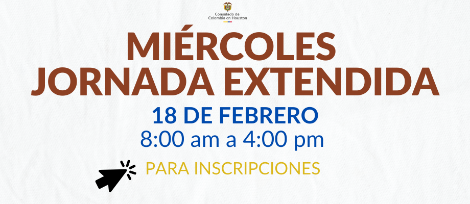 Miércoles de jornada extendida se realizará este 18 de febrero de 2026 