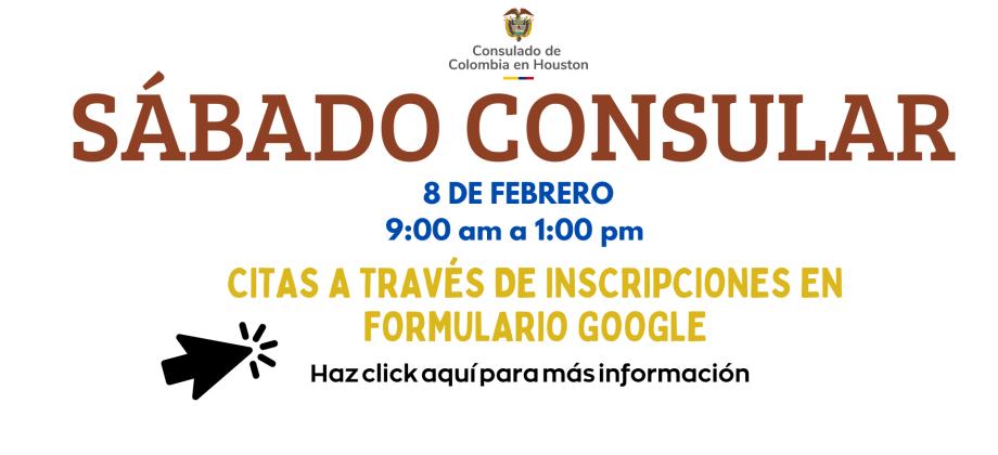 Este 8 de febrero de 2025 se realizará el Sábado Consular en la sede del Colombia en Houston