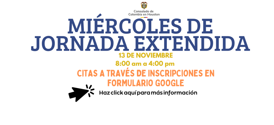 El Consulado de Colombia en Houston realizará una jornada extendida el 13 de noviembre de 2024