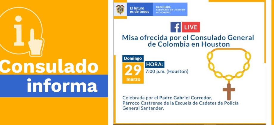 Misa ofrecida por el Consulado General de Colombia en Houston del domingo 29 de marzo de 2020