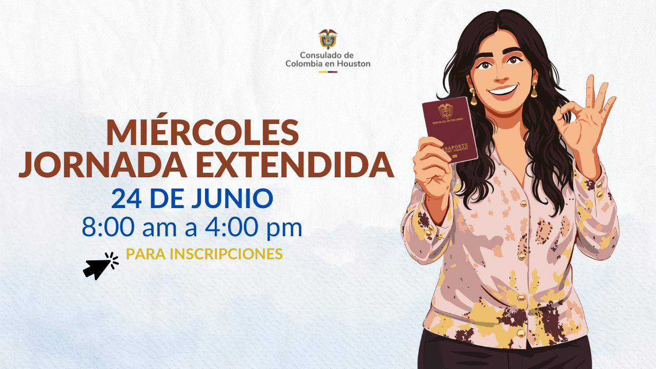 Miércoles de jornada extendida se realiza el 24 de junio de 2026 en el Consualdo de Colombia en Houston