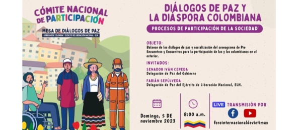 Participa del conversatorio “Diálogos de paz y la diáspora colombiana procesos de participación de la sociedad” que se realiza este 5 de noviembre 