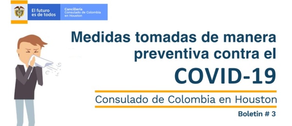 Medidas tomadas de manera preventiva contra el COVID-19 en el Consulado de Colombia 
